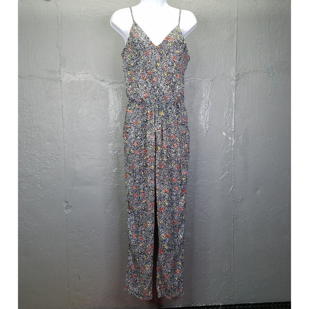 Elevenses Jumpsuit XS Peonia Modern Straight Leg Ditsy Floral Spot Anthropologie